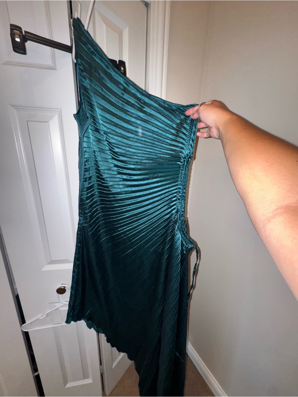 Satin Asymmetric One-Shoulder Dress